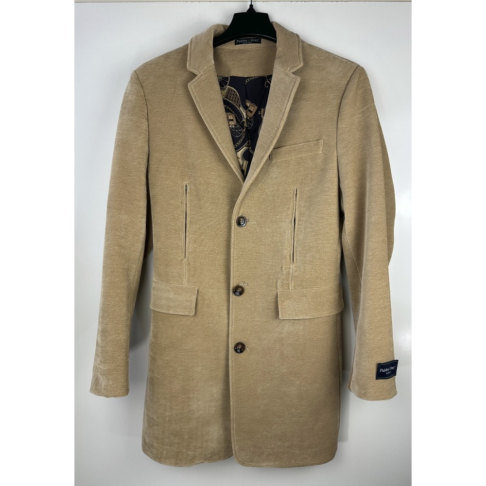 Paisley & Gray Mens XL Tan Soft Ribbed Knit Sport Coat Blazer Slim Fit *Flawed* - Picture 13 of 16